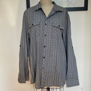 Men's Plaid Roll Sleeve Button Down